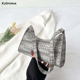 Women Shoulder Bags PU Leather Zipper Underarm Handbags Ins Panelled OL French C