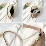 Women Shoulder Bags PU Leather Zipper Underarm Handbags Ins Panelled OL French C