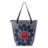 Boho Style Hand Painted Shoulder Bag for Women, Lightweight Casual Tote Bag