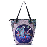 Boho Style Hand Painted Shoulder Bag for Women, Lightweight Casual Tote Bag