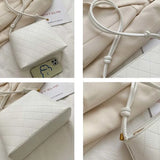 Vintage Diamond Lattice Shoulder Bag Women PU Zipper Handbag Cross-body Pouch