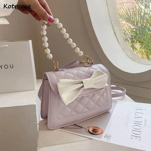 Pearls Mini Handbags Cross Body Bow Sweet Flap Bag