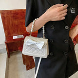 Pearls Mini Handbags Cross Body Bow Sweet Flap Bag