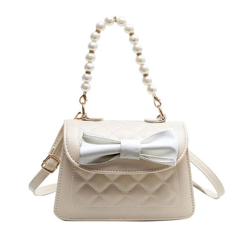 Pearls Mini Handbags Cross Body Bow Sweet Flap Bag