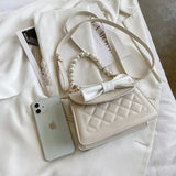 Pearls Mini Handbags Cross Body Bow Sweet Flap Bag