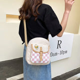 Plaid Backpack Female Nylon Crossbody Bag Lady Handbag