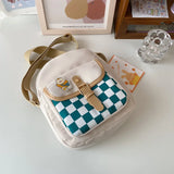 Plaid Backpack Female Nylon Crossbody Bag Lady Handbag