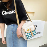 Plaid Backpack Female Nylon Crossbody Bag Lady Handbag