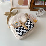 Plaid Backpack Female Nylon Crossbody Bag Lady Handbag