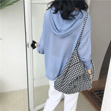 Plaid Cotton Totes Bag Large Capacity Shopper Foldable Eco