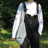 Plaid Vintage Shoulder Bag with Bow Design