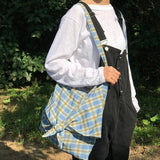 Plaid Vintage Shoulder Bag with Bow Design