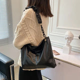 Pleated PU Leather Large Capacity Tote Handbag