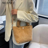 Retro Corduroy Shoulder Tote Bag Women Autumn Winter Handbag