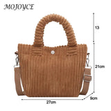 Retro Corduroy Shoulder Tote Bag Women Autumn Winter Handbag