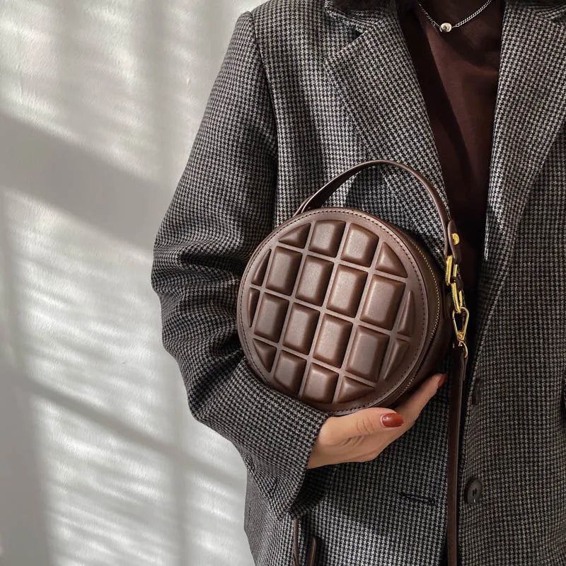 Women Shoulder Bags Rhombus Chocolate Round Cake Handbag