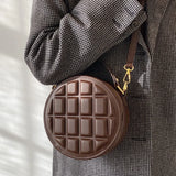 Women Shoulder Bags Rhombus Chocolate Round Cake Handbag