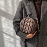 Rhombus Chocolate Round Cake Shoulder Bag