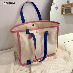 Large Capacity Panelled Tote Bag for Women