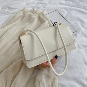 Women Shoulder Bags Pure Totes PU Leather Flap Small Square Top-Handle Bags