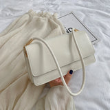 Women Shoulder Bags Pure Totes PU Leather Flap Small Square Top-Handle Bags