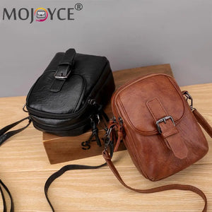 Soft Leather Shoulder Bag Solid Color Casual Travel Handbag