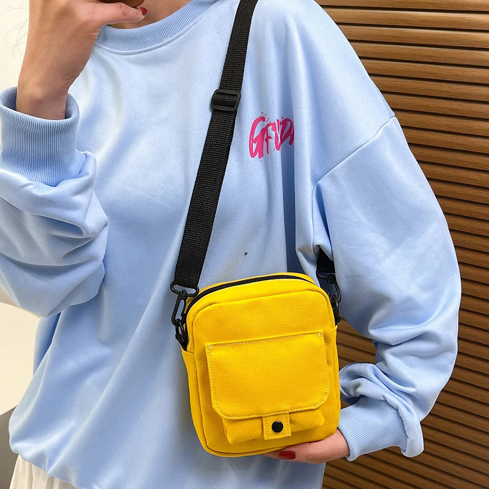 Canvas Shoulder Bag Women Canvas Travel Handbags Solid Color