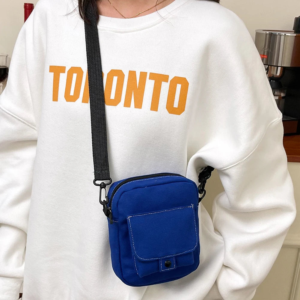 Canvas Shoulder Bag Women Canvas Travel Handbags Solid Color