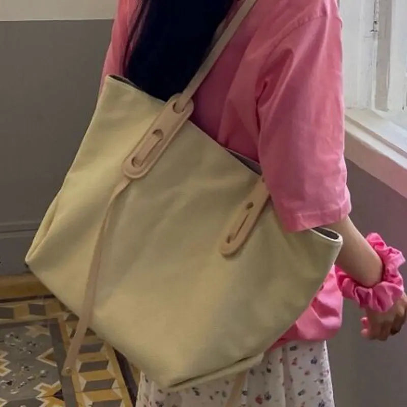 Canvas Shoulder Bag Large Capacity Shopping Travel Handbag