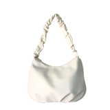 Women Shoulder Bags Solid PU Leather Female All-match Pleated Zipper Large Capac