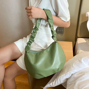 Solid Zipper Large Capacity Women Shoulder Bag