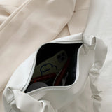 Solid Zipper Large Capacity Women Shoulder Bag