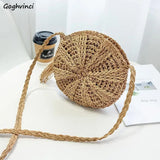 Straw Circular Cross Body Bag Tassel Holiday Beach Retro Women Shoulder Bags
