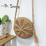 Straw Circular Cross Body Bag Tassel Holiday Beach Retro Women Shoulder Bags