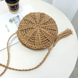 Straw Circular Cross Body Bag Tassel Holiday Beach Retro Women Shoulder Bags