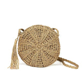 Straw Circular Cross Body Bag Tassel Holiday Beach Retro Women Shoulder Bags