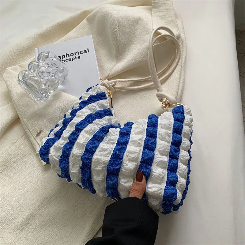 Women Shoulder Bags Striped Zipper Totes Rainbow Large Capacity Handbag