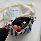 Women Shoulder Bags Striped Zipper Totes Rainbow Large Capacity Handbag