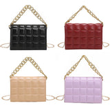 Stylish Checker PU Leather Shoulder Bag Retro Chain Crossbody