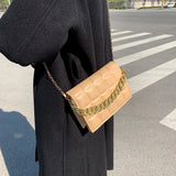 Stylish Checker PU Leather Shoulder Bag Retro Chain Crossbody