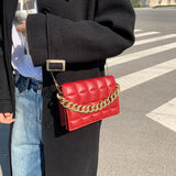 Stylish Checker PU Leather Shoulder Bag Retro Chain Crossbody