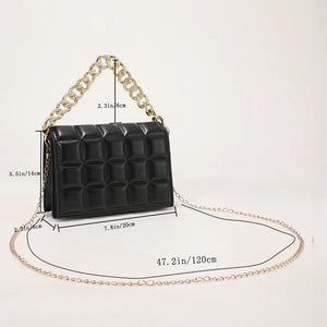 Stylish Checker PU Leather Shoulder Bag Retro Chain Crossbody