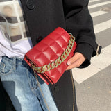 Stylish Checker PU Leather Shoulder Bag Retro Chain Crossbody