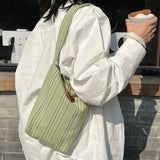 Green Shoulder Bags for Women Summer Mori-girl Handbags Portable Totes