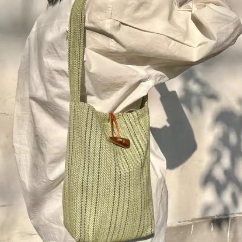 Green Shoulder Bags for Women Summer Mori-girl Handbags Portable Totes