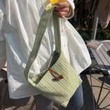 Green Shoulder Bags for Women Summer Mori-girl Handbags Portable Totes