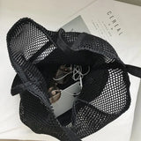 Hollow-out Weave Casual Tote Bag Large Capacity Shopping Bag Streetwear