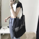 Hollow-out Weave Casual Tote Bag Large Capacity Shopping Bag Streetwear