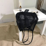 Hollow-out Weave Casual Tote Bag Large Capacity Shopping Bag Streetwear