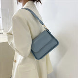 Women Shoulder Bags Underarm PU Leather Office Lady Daily Portable Hasp Flap Bag